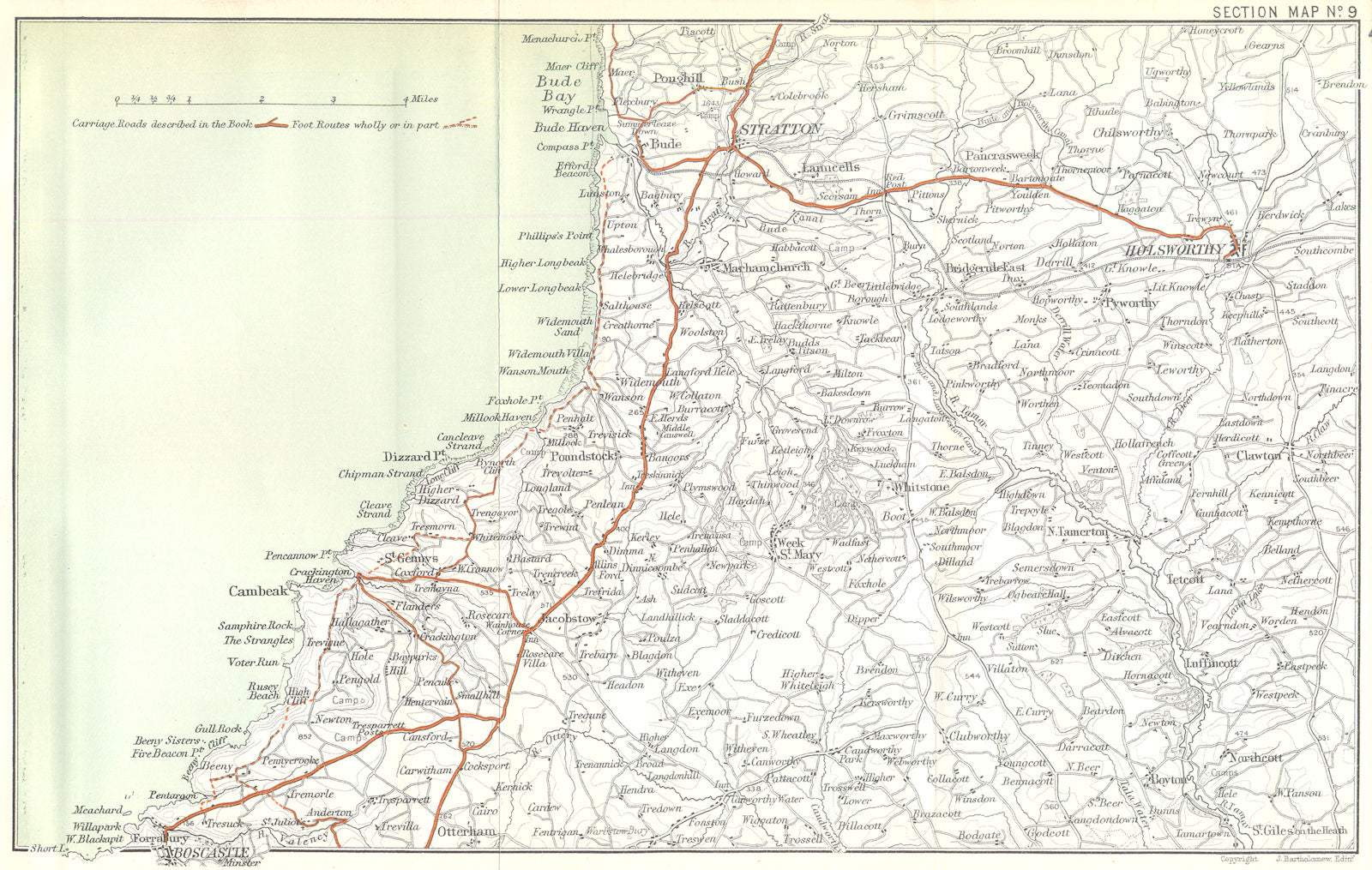 CORNWALL COAST. Bude Boscastle Stratton Holsworthy. WARD LOCK 1897 old map